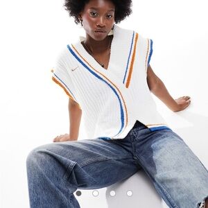 Nike White Sweater with Blue and Orange Accents